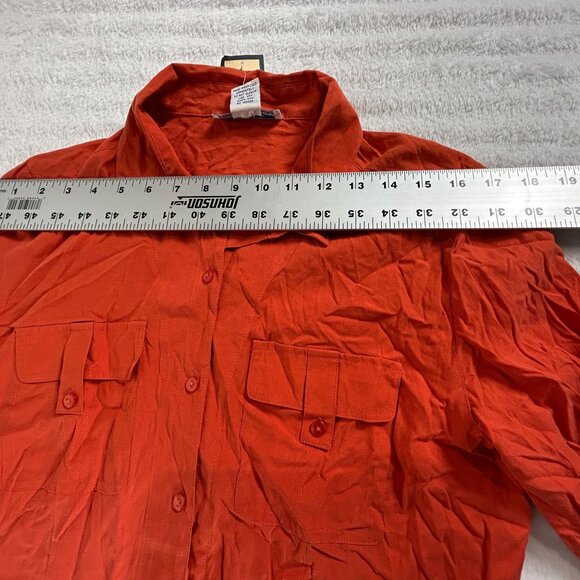 Anna & Frank Womens Pure Silk Long Sleeve Button-Up Shirt Medium Torch Red New - Picture 5 of 7